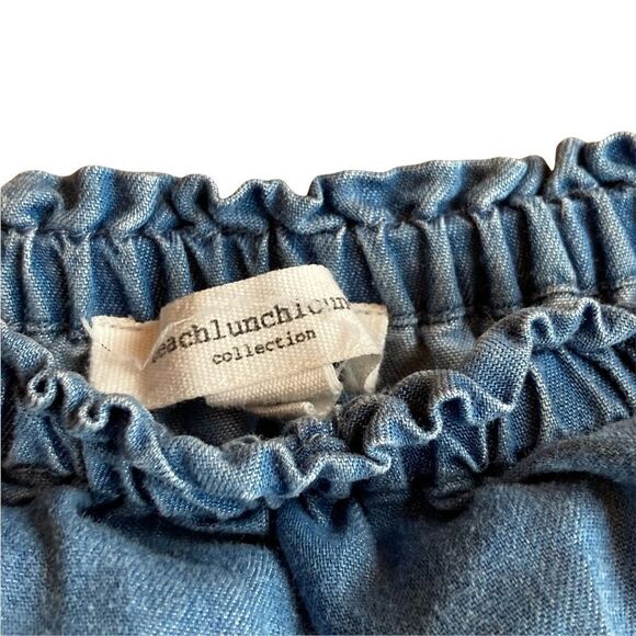 BEACHLUNCHLOUNGE COLLECTION Off The Shoulder Denim Style Romper, Size M - Picture 3 of 10